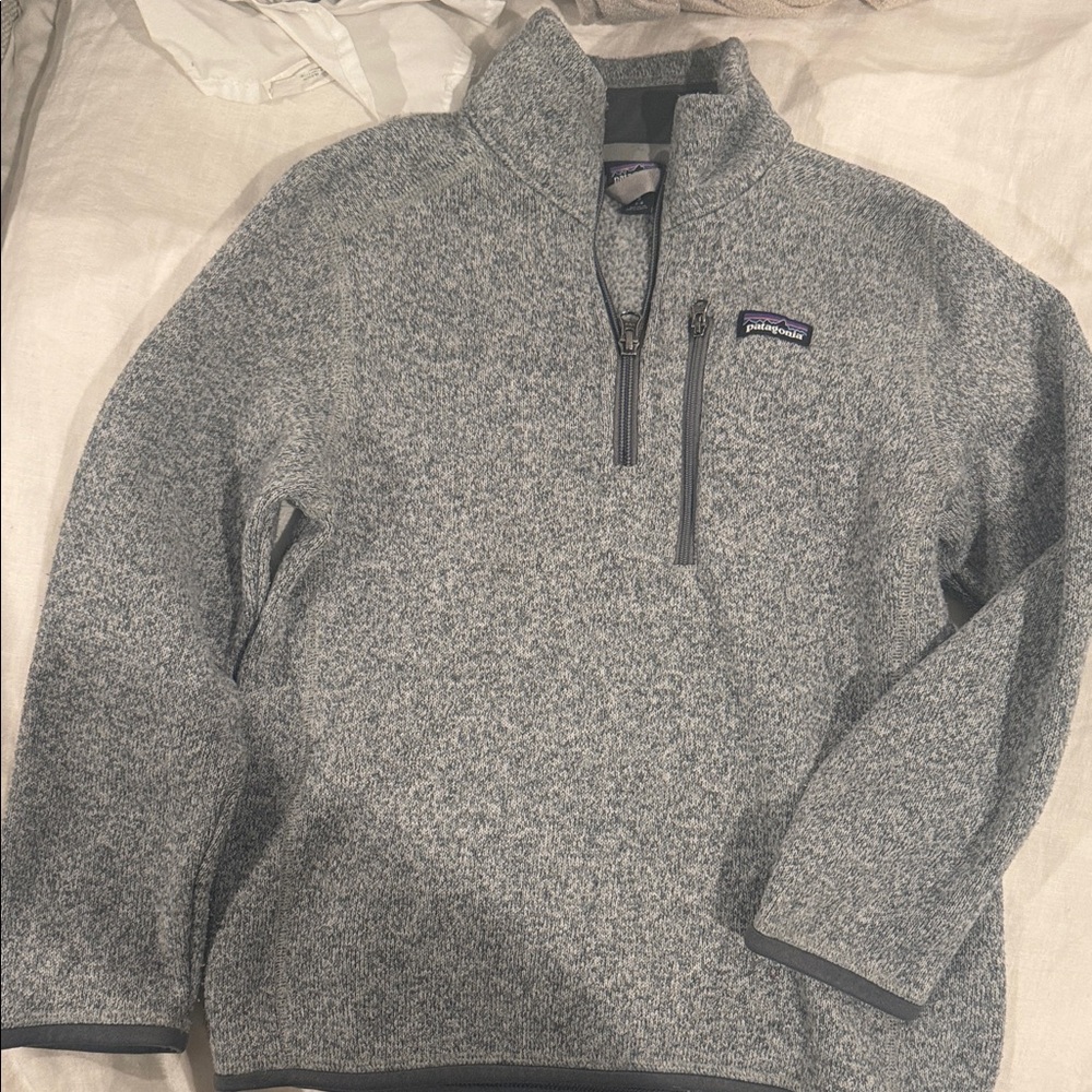 Patagonia Boys Half Zip 7-8 Small Heathered Gray pullover